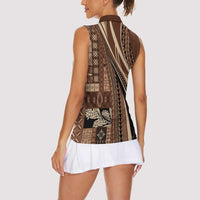 Pasifika Women's Day - Samoa Siapo Malu Tattoo Inspired Women Sleeveless Polo Shirt Brown