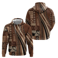 Pasifika Women's Day - Samoa Siapo Malu Tattoo Inspired Zip Hoodie Brown