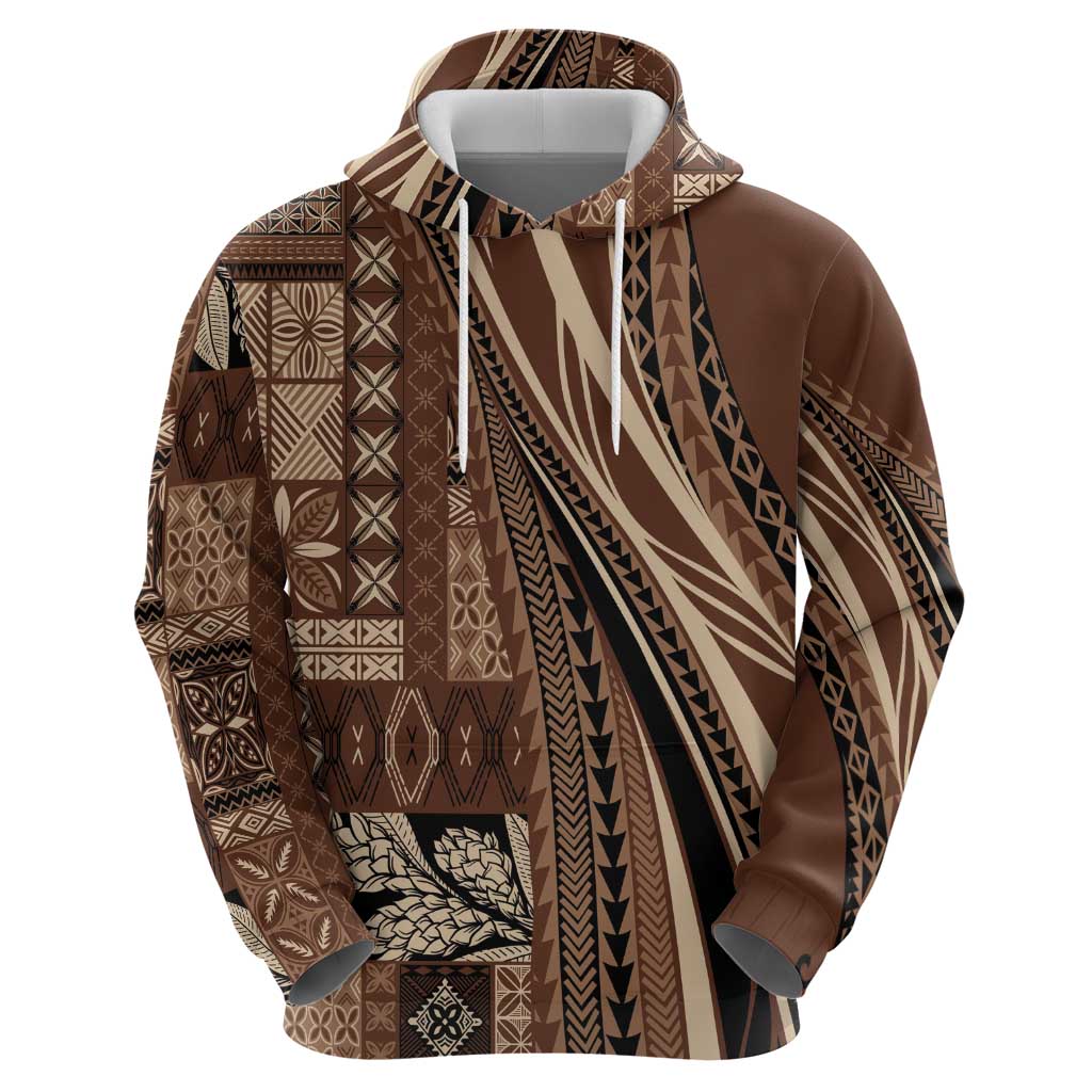 Pasifika Women's Day - Samoa Siapo Malu Tattoo Inspired Zip Hoodie Brown