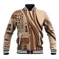 Pasifika Women's Day - Samoa Siapo Malu Tattoo Inspired Baseball Jacket Beige