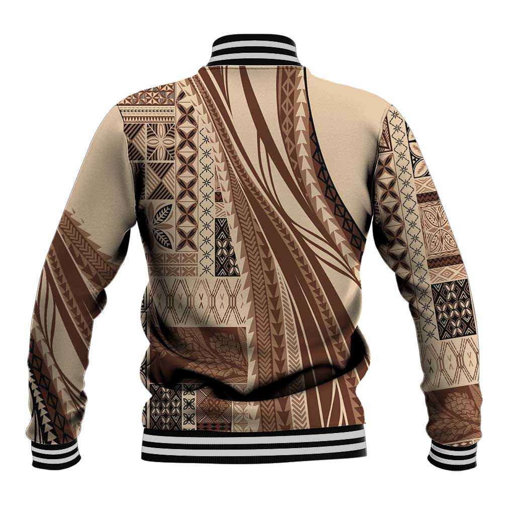 Pasifika Women's Day - Samoa Siapo Malu Tattoo Inspired Baseball Jacket Beige
