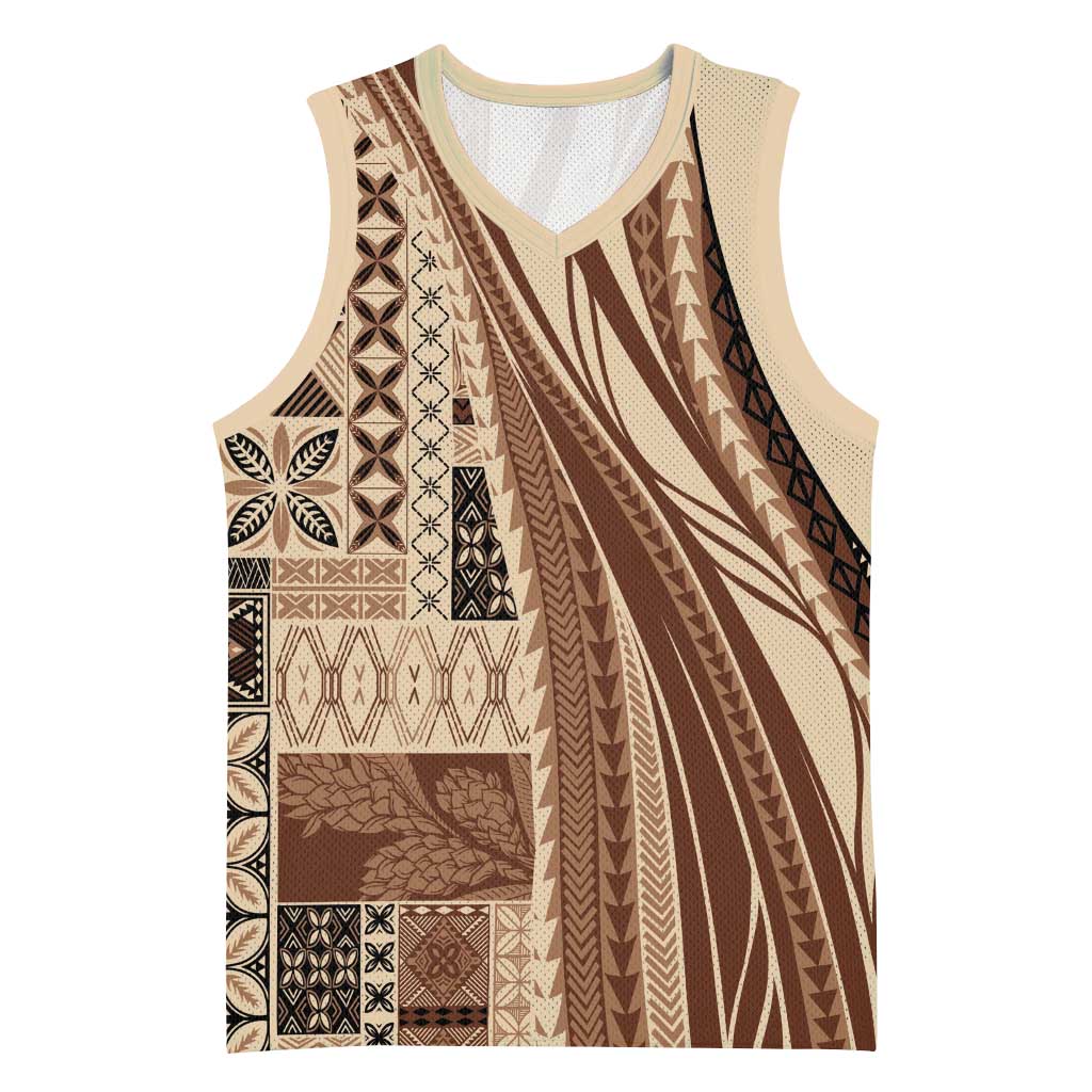 Pasifika Women's Day - Samoa Siapo Malu Tattoo Inspired Basketball Jersey Beige