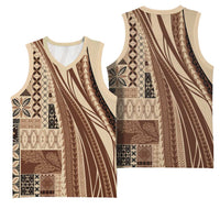 Pasifika Women's Day - Samoa Siapo Malu Tattoo Inspired Basketball Jersey Beige