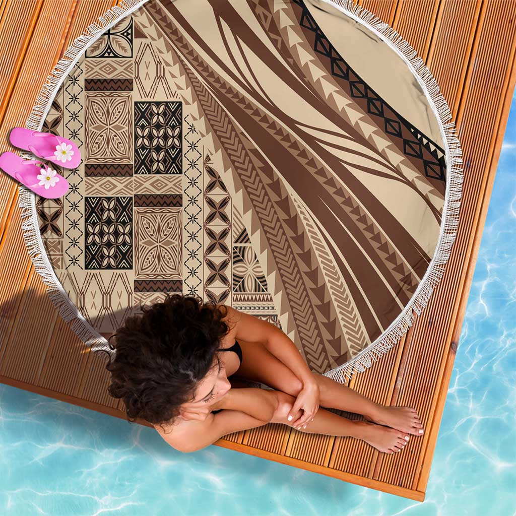 Pasifika Women's Day - Samoa Siapo Malu Tattoo Inspired Beach Blanket Beige