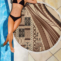 Pasifika Women's Day - Samoa Siapo Malu Tattoo Inspired Beach Blanket Beige