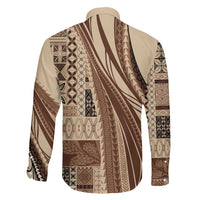 Pasifika Women's Day - Samoa Siapo Malu Tattoo Inspired Family Matching Off Shoulder Short Dress and Hawaiian Shirt Beige LT7 - Polynesian Pride
