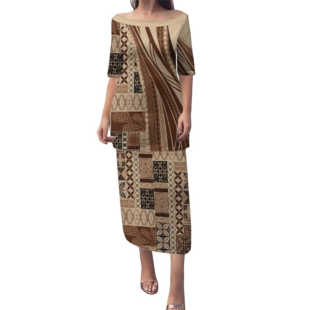 Pasifika Women's Day - Samoa Siapo Malu Tattoo Inspired Family Matching Puletasi and Hawaiian Shirt Beige