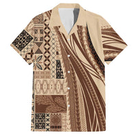 Pasifika Women's Day - Samoa Siapo Malu Tattoo Inspired Family Matching Summer Maxi Dress and Hawaiian Shirt Beige LT7 Dad's Shirt - Short Sleeve Beige - Polynesian Pride