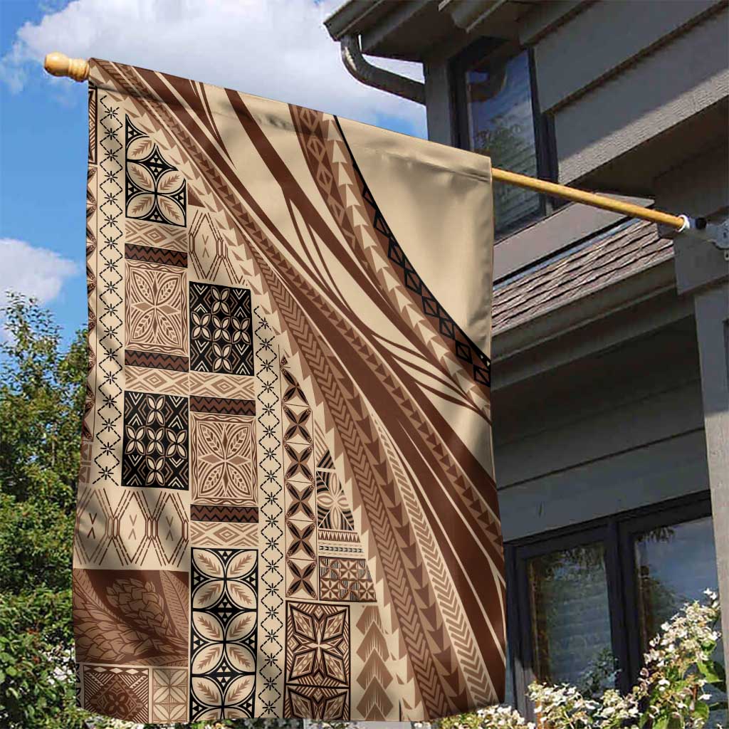 Pasifika Women's Day - Samoa Siapo Malu Tattoo Inspired Garden Flag Beige