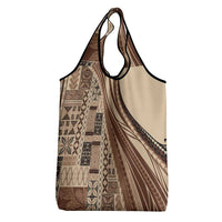 Pasifika Women's Day - Samoa Siapo Malu Tattoo Inspired Grocery Bag Beige