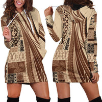Pasifika Women's Day - Samoa Siapo Malu Tattoo Inspired Hoodie Dress Beige