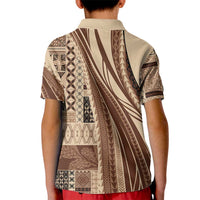 Pasifika Women's Day - Samoa Siapo Malu Tattoo Inspired Kid Polo Shirt Beige