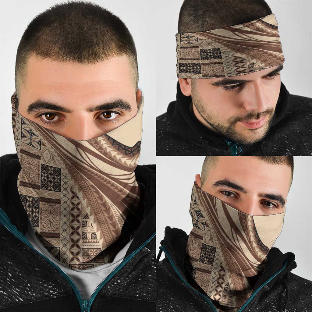 Pasifika Women's Day - Samoa Siapo Malu Tattoo Inspired Neck Gaiter Beige