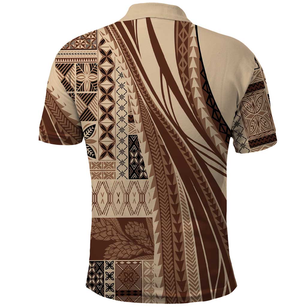 Pasifika Women's Day - Samoa Siapo Malu Tattoo Inspired Polo Shirt Beige
