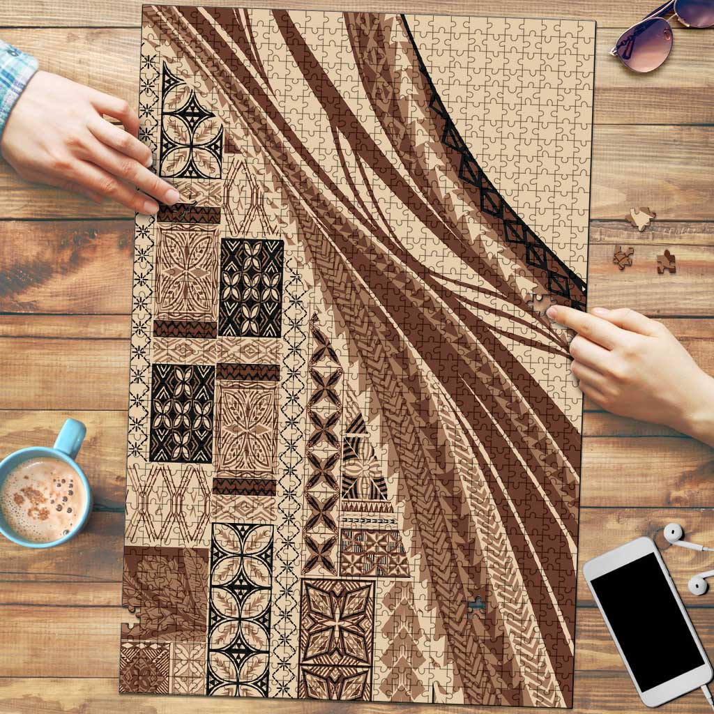 Pasifika Women's Day - Samoa Siapo Malu Tattoo Inspired Puzzle Beige