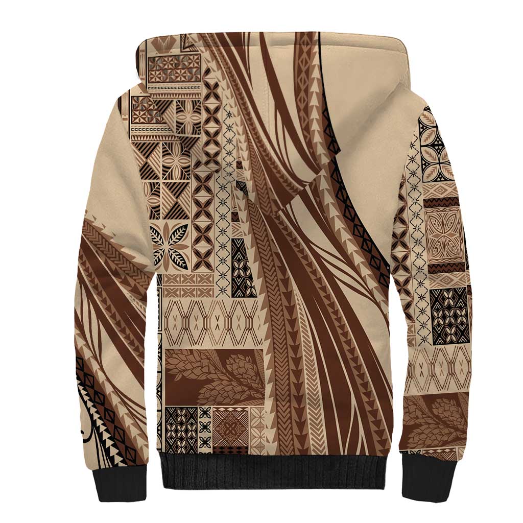 Pasifika Women's Day - Samoa Siapo Malu Tattoo Inspired Sherpa Hoodie Beige LT7 - Polynesian Pride