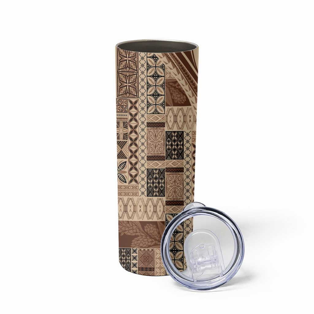 Pasifika Women's Day - Samoa Siapo Malu Tattoo Inspired Skinny Tumbler Beige