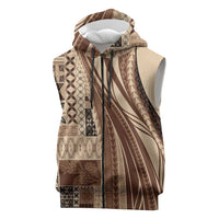 Pasifika Women's Day - Samoa Siapo Malu Tattoo Inspired Sleeveless Zip Hoodie Beige