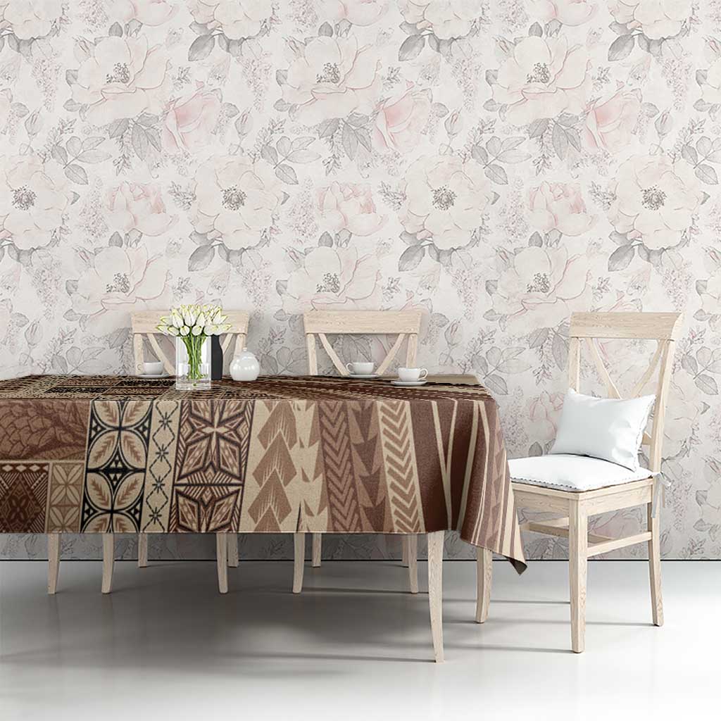 Pasifika Women's Day - Samoa Siapo Malu Tattoo Inspired Tablecloth Beige