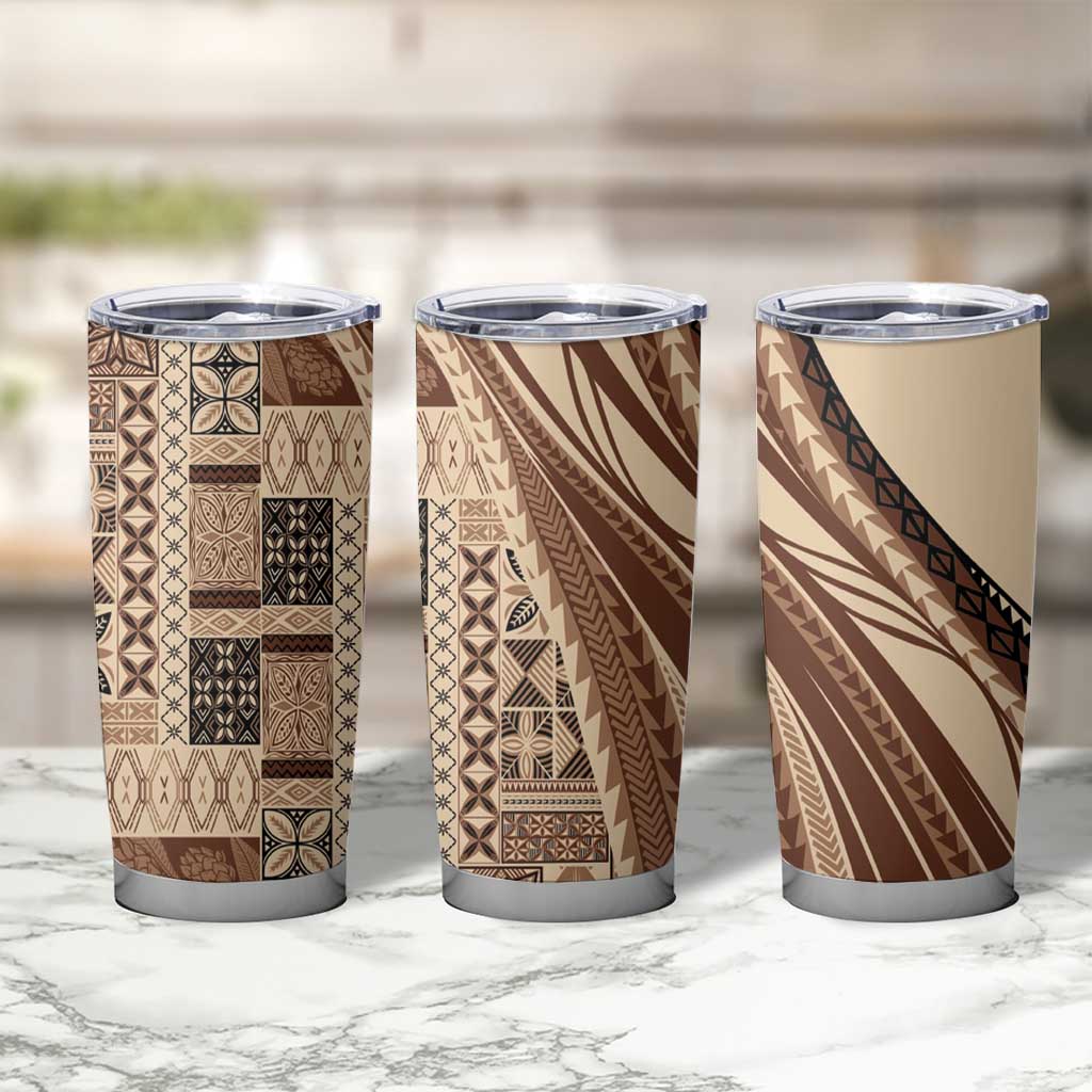 Pasifika Women's Day - Samoa Siapo Malu Tattoo Inspired Tumbler Cup Beige