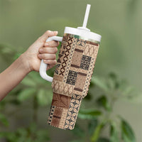 Pasifika Women's Day - Samoa Siapo Malu Tattoo Inspired Tumbler With Handle Beige