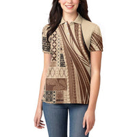 Pasifika Women's Day - Samoa Siapo Malu Tattoo Inspired Women Polo Shirt Beige