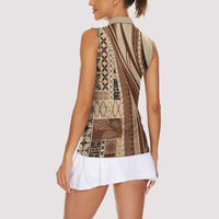 Pasifika Women's Day - Samoa Siapo Malu Tattoo Inspired Women Sleeveless Polo Shirt Beige