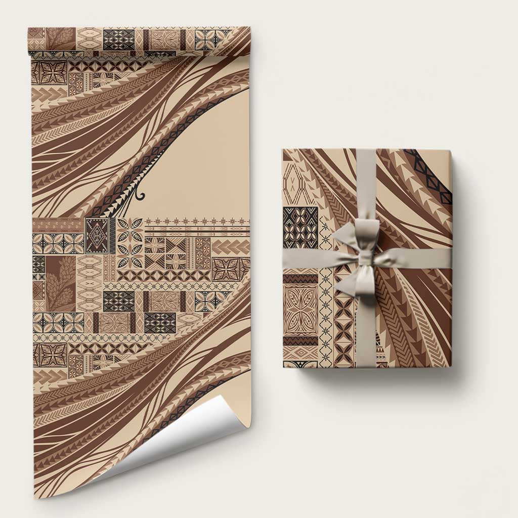 Pasifika Women's Day - Samoa Siapo Malu Tattoo Inspired Wrapping Paper Beige