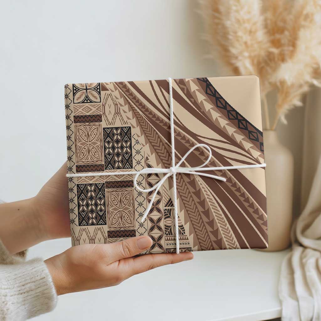 Pasifika Women's Day - Samoa Siapo Malu Tattoo Inspired Wrapping Paper Beige
