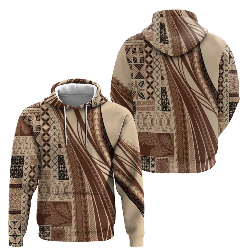 Pasifika Women's Day - Samoa Siapo Malu Tattoo Inspired Zip Hoodie Beige