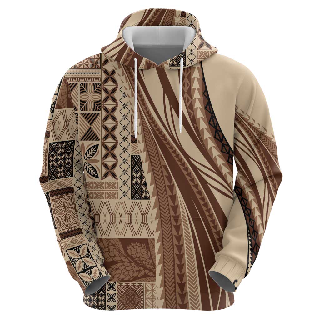Pasifika Women's Day - Samoa Siapo Malu Tattoo Inspired Zip Hoodie Beige