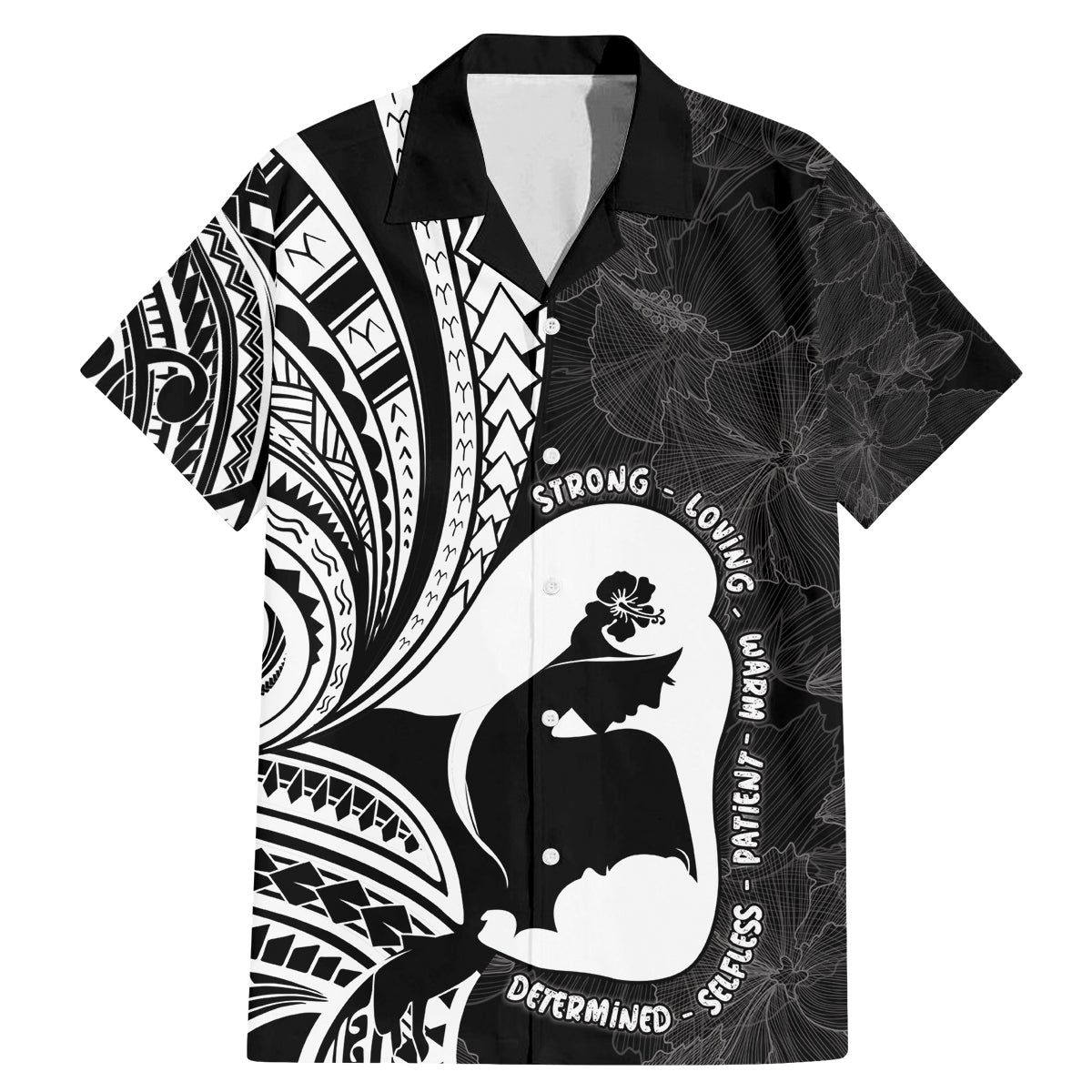 Mother's Day Family Matching Mermaid Dress and Hawaiian Shirt Polynesia Vintage Hibiscus - Black LT7 Dad's Shirt - Short Sleeve Black - Polynesian Pride