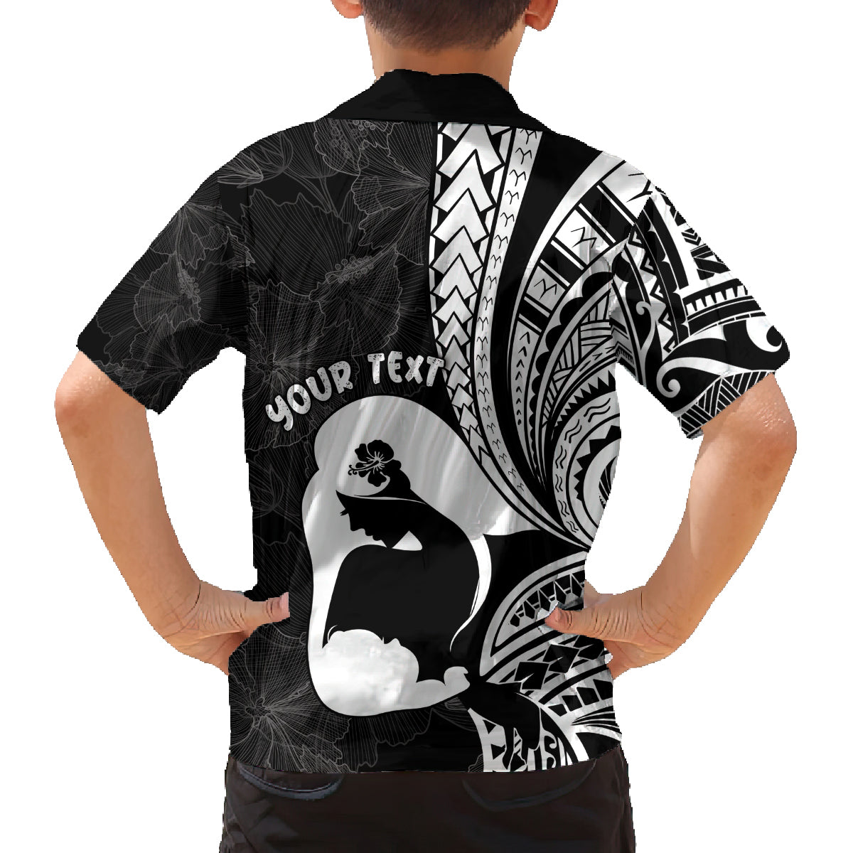 Mother's Day Family Matching Summer Maxi Dress and Hawaiian Shirt Polynesia Vintage Hibiscus - Black
