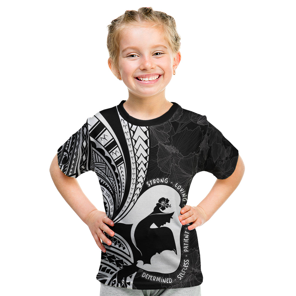 Mother's Day Kid T Shirt Polynesia Vintage Hibiscus - Black