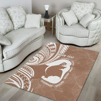 Mother's Day Area Rug Polynesia Vintage Hibiscus - Brown
