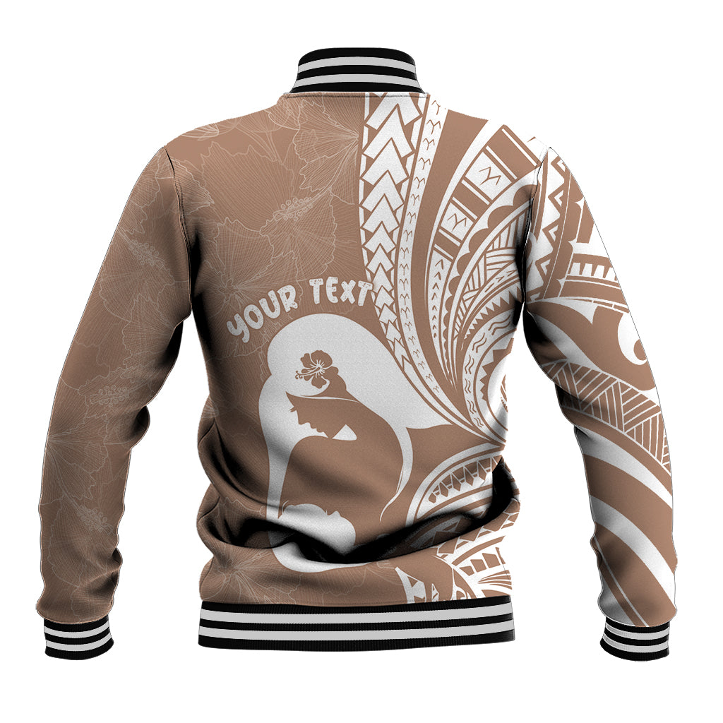 Mother's Day Baseball Jacket Polynesia Vintage Hibiscus - Brown