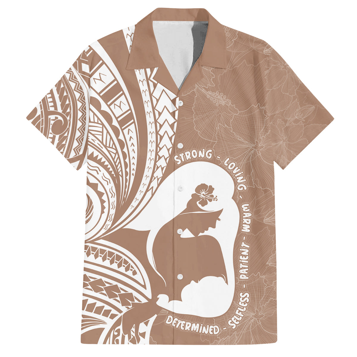 Mother's Day Family Matching Long Sleeve Bodycon Dress and Hawaiian Shirt Polynesia Vintage Hibiscus - Brown LT7 Dad's Shirt - Short Sleeve Brown - Polynesian Pride