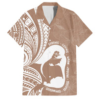 Mother's Day Family Matching Off The Shoulder Long Sleeve Dress and Hawaiian Shirt Polynesia Vintage Hibiscus - Brown LT7 Dad's Shirt - Short Sleeve Brown - Polynesian Pride