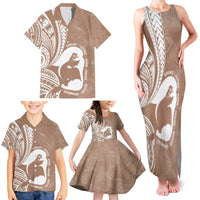 Mother's Day Family Matching Tank Maxi Dress and Hawaiian Shirt Polynesia Vintage Hibiscus - Brown LT7 - Polynesian Pride