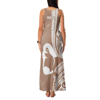 Mother's Day Family Matching Tank Maxi Dress and Hawaiian Shirt Polynesia Vintage Hibiscus - Brown LT7 - Polynesian Pride