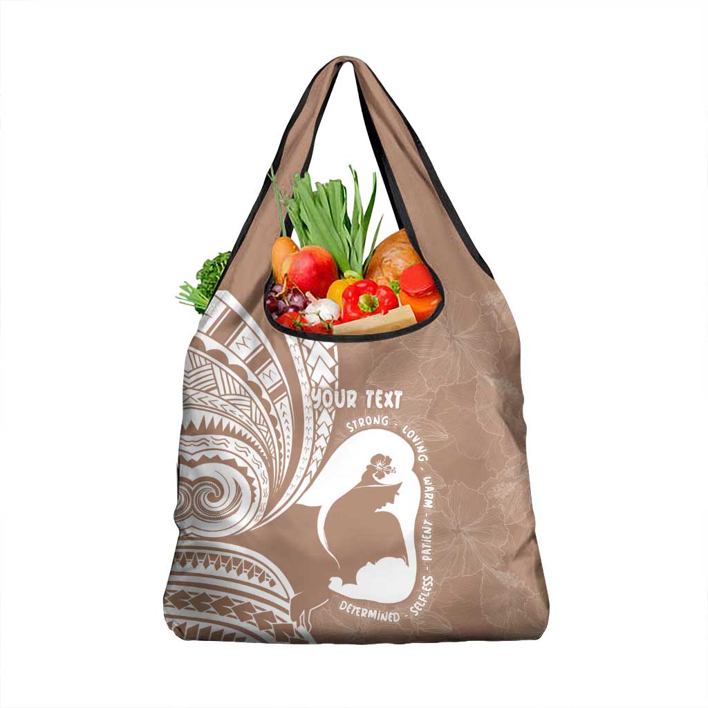 Mother's Day Grocery Bag Polynesia Vintage Hibiscus - Brown