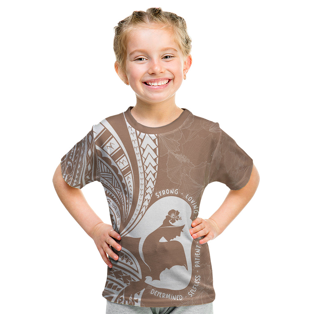 Mother's Day Kid T Shirt Polynesia Vintage Hibiscus - Brown
