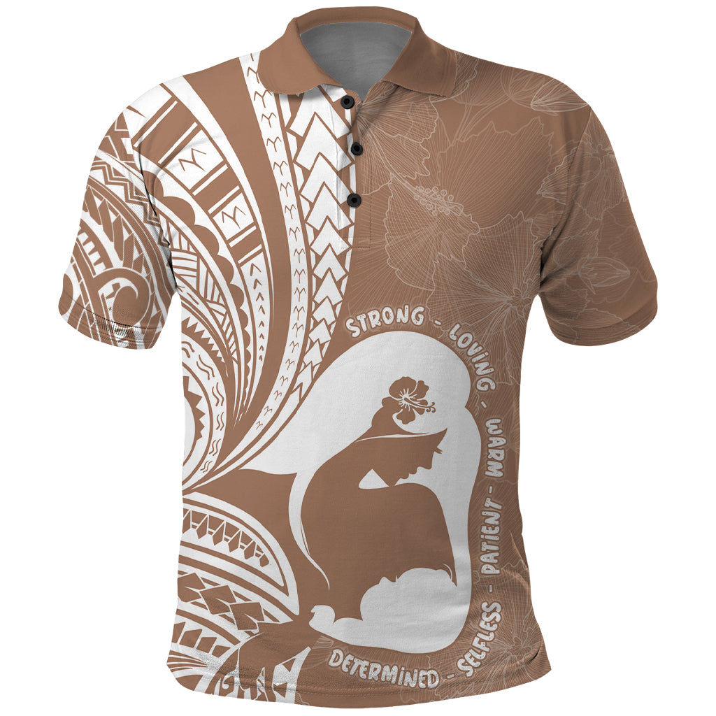 Mother's Day Polo Shirt Polynesia Vintage Hibiscus - Brown