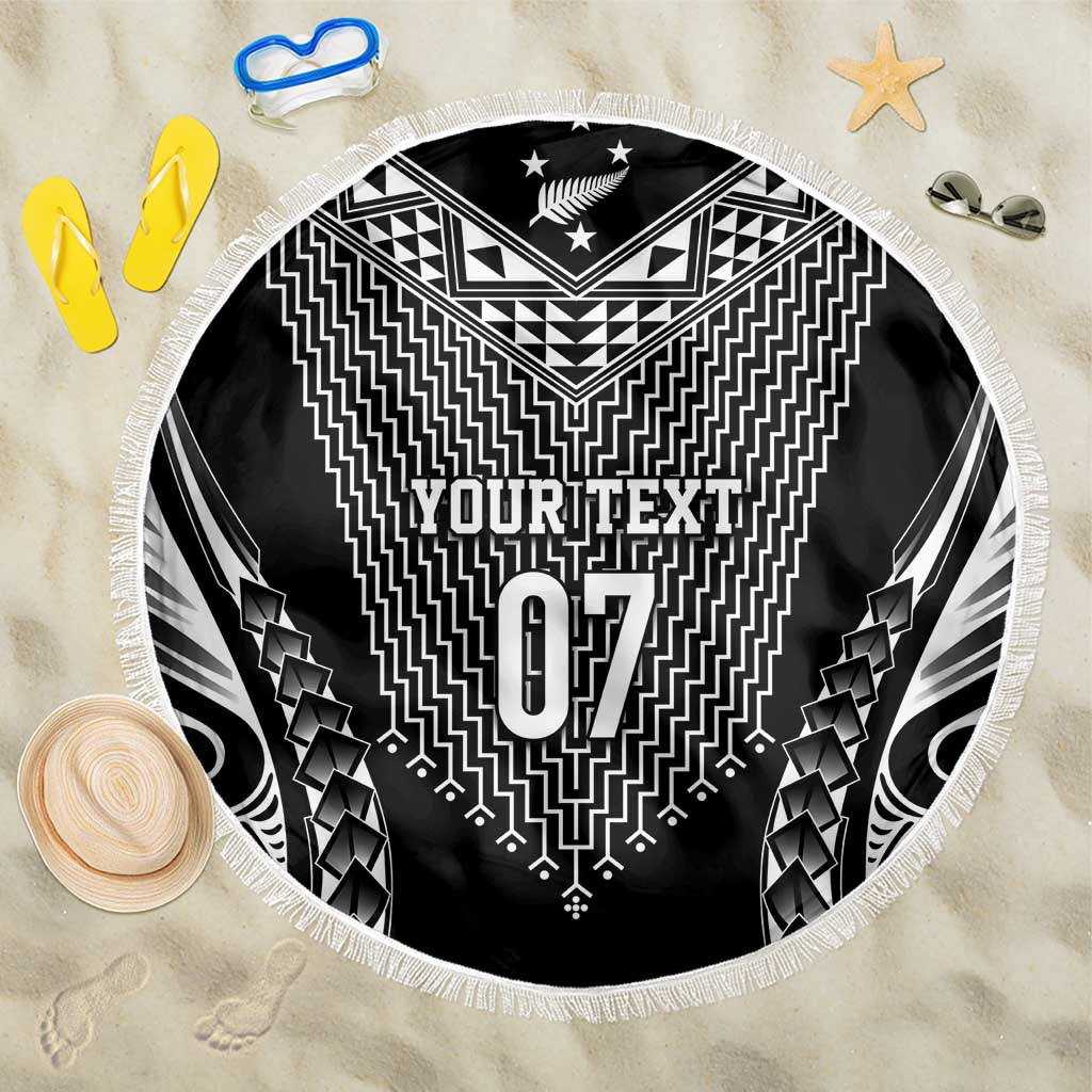 2025 Rugby Championship New Zealand Custom Beach Blanket Poutama Motifs - Polynesian Pride