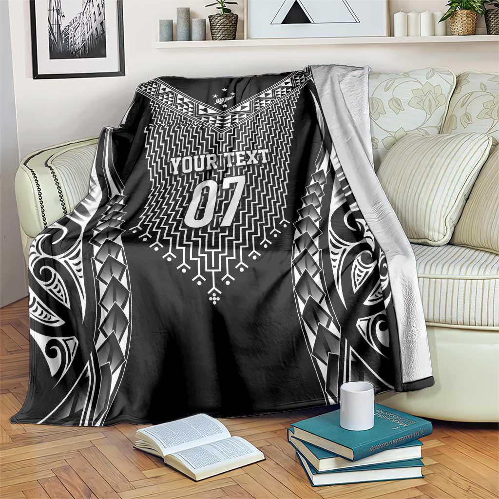 2025 Rugby Championship New Zealand Custom Blanket Poutama Motifs - Polynesian Pride