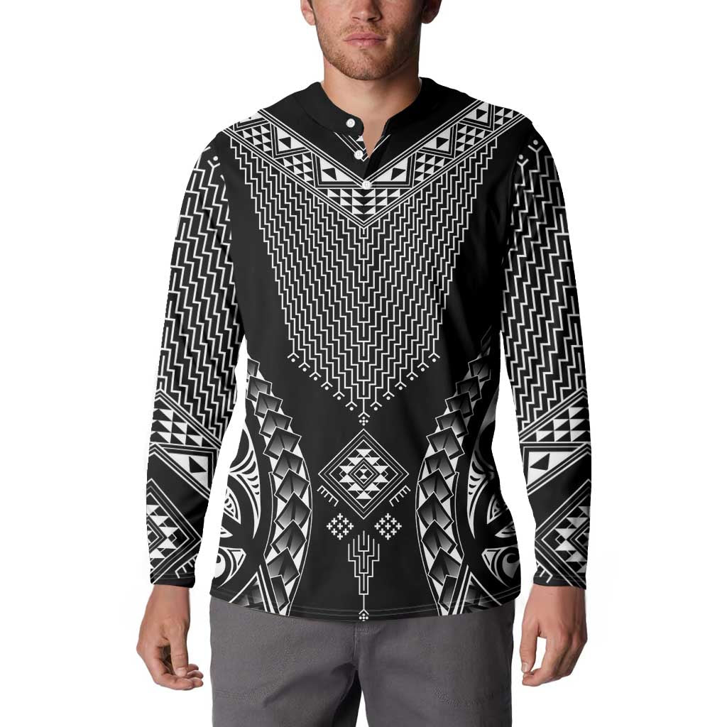2025 Rugby Championship New Zealand Custom Button Sweatshirt Poutama Motifs - Polynesian Pride