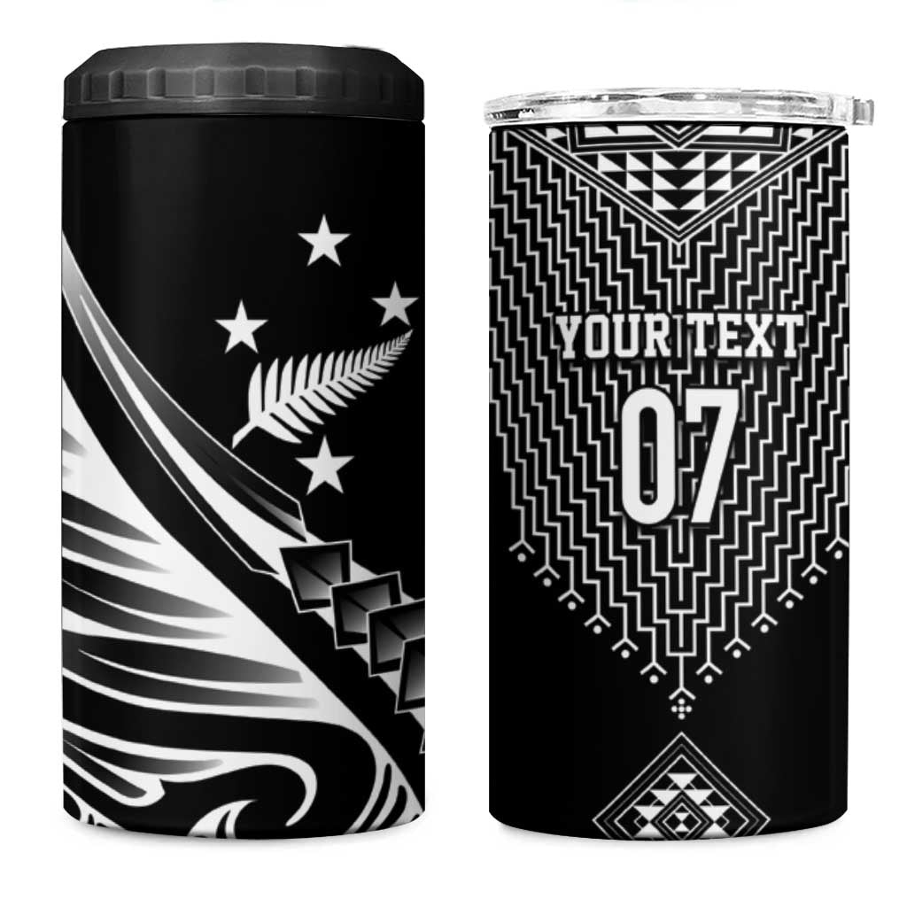 2025 Rugby Championship New Zealand Custom 4 in 1 Can Cooler Tumbler Poutama Motifs LT7 One Size: 16 oz Black - Polynesian Pride