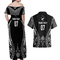2025 Rugby Championship New Zealand Custom Couples Matching Off Shoulder Maxi Dress and Hawaiian Shirt Poutama Motifs LT7 - Polynesian Pride