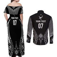 2025 Rugby Championship New Zealand Custom Couples Matching Off Shoulder Maxi Dress and Long Sleeve Button Shirt Poutama Motifs LT7 - Polynesian Pride