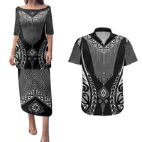 2025 Rugby Championship New Zealand Custom Couples Matching Puletasi and Hawaiian Shirt Poutama Motifs LT7 Black - Polynesian Pride